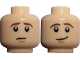 Part No: 3626cpb0730  Name: Minifigure, Head Dual Sided LotR Frodo Brown Eyebrows Worried / Lopsided Smile Pattern - Hollow Stud