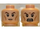Part No: 3626cpb0753  Name: Minifigure, Head Dual Sided Brown Eyebrows, Black Eyes with Pupils, Wrinkles, Calm / Angry Pattern - Hollow Stud