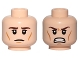 Part No: 3626cpb0812  Name: Minifigure, Head Dual Sided Brown Eyebrows, Wrinkles, Calm / Angry, Clenched Teeth Pattern - Hollow Stud