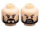 Part No: 3626cpb0814  Name: Minifigure, Head Dual Sided LotR Dark Bluish Gray Eyebrows, Black Beard, Wrinkles, Stern / Open Mouth with Teeth Pattern - Hollow Stud