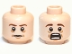 Part No: 3626cpb0818  Name: Minifigure, Head Dual Sided LotR Bilbo Brown Eyebrows, Calm / Scared Pattern - Hollow Stud