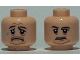 Part No: 3626cpb0825  Name: Minifigure, Head Dual Sided Brown Eyebrows, Moustache, White Pupils / Sad Pattern (SW Malakili) - Hollow Stud