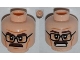 Part No: 3626cpb0876  Name: Minifigure, Head Dual Sided Black Glasses, Brown Moustache, Wrinkles, Mouth Closed / Clenched Teeth Pattern - Hollow Stud