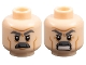 Part No: 3626cpb0929  Name: Minifigure, Head Dual Sided Dark Bluish Gray Thick Eyebrows and Moustache, Medium Nougat Cheek Lines and Wrinkles, Furrowed Brow, Neutral and Chin Dimple / Angry with Bared Teeth Pattern - Hollow Stud