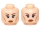Part No: 3626cpb0936  Name: Minifigure, Head Dual Sided Female Brown Thin Eyebrows, Eyelashes, Cheek Lines, Smile / Determined Pattern - Hollow Stud
