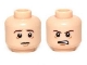 Part No: 3626cpb0947  Name: Minifigure, Head Dual Sided LotR Frodo Brown Eyebrows Worried / Angry Pattern - Hollow Stud