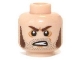 Part No: 3626cpb0954  Name: Minifigure, Head Brown Sideburns, Stubble and Angry Expression Pattern (Barret) - Hollow Stud