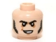 Part No: 3626cpb0955  Name: Minifigure, Head Black Sideburns and Crooked Smile Pattern (Jesus) - Hollow Stud