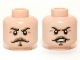 Part No: 3626cpb0960  Name: Minifigure, Head Dual Sided Dark Tan Moustache and Eyebrows, Stern / Angry Pattern (Captain J. Fuller) - Hollow Stud
