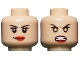 Part No: 3626cpb1002  Name: Minifigure, Head Dual Sided Female Eyelashes and Red Lips, Smile / Yellow Eyes Angry Pattern (Phoenix Jean Grey) - Hollow Stud