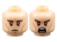 Part No: 3626cpb1021  Name: Minifigure, Head Dual Sided Dark Brown Bushy Eyebrows, Black Single Eyelashes, Medium Nougat Cheek Lines, Chin Dimple, and Wrinkles, Neutral / Angry Open Mouth with Teeth Parted Pattern - Hollow Stud