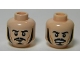 Part No: 3626cpb1022  Name: Minifigure, Head Dual Sided LotR Bard Long Black Sideburns, Moustache, Goatee, Frowning / Angry Pattern - Hollow Stud