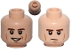 Part No: 3626cpb1044  Name: Minifigure, Head Dual Sided Brown Eyebrows, Black Eyes with Pupils, Cheek Lines, Smile / Determined Pattern (SW Han Solo) - Hollow Stud