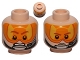 Part No: 3626cpb1045  Name: Minifigure, Head Dual Sided Orange Visor, Stern Brown Eyebrows, Pupils, Headset, Angry / Determined Pattern (SW Pilot) - Hollow Stud
