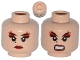 Part No: 3626cpb1103  Name: Minifigure, Head Dual Sided Female Red Lips and Eye Shadow, Beauty Mark, Mouth Closed / Bared Teeth Pattern (Karai) - Hollow Stud