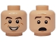 Part No: 3626cpb1128  Name: Minifigure, Head Dual Sided Brown Eyebrows, White Pupils, Smile with Teeth / Scared Pattern (Ray Stantz) - Hollow Stud