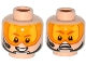 Part No: 3626cpb1133  Name: Minifigure, Head Dual Sided Orange Visor, Brown Eyebrows, Chin Strap, Headset, Smile / Scared Pattern - Hollow Stud