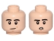 Part No: 3626cpb1137  Name: Minifigure, Head Dual Sided Black Eyebrows, Slight Crooked Smile / Downturned Mouth with Teeth Pattern - Hollow Stud