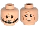 Part No: 3626cpb1153  Name: Minifigure, Head Dual Sided Brown Eyebrows, Cheek Lines, Forehead Lines, Smile / Determined, Chin Strap Pattern - Hollow Stud