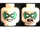 Part No: 3626cpb1194  Name: Minifigure, Head Dual Sided Green Eye Mask with Eye Holes, Smile / Scared Pattern (Robin) - Hollow Stud
