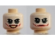 Part No: 3626cpb1207  Name: Minifigure, Head Dual Sided White Mask with Green Eyes, Red Scars, Open / Closed Mouth Pattern (The Joker) - Hollow Stud