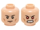 Part No: 3626cpb1215  Name: Minifigure, Head Dual Sided Black Thin Eyebrows, Cheek Lines, Chin Dimple / Bared Teeth with Red Eyes Pattern (Superboy) - Hollow Stud