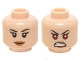 Part No: 3626cpb1227  Name: Minifigure, Head Dual Sided Female Black Eyebrows, Long Eyelashes, Medium Nougat Lips, Grin / Bared Teeth and Red Eyes Pattern - Hollow Stud