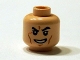 Part No: 3626cpb1246  Name: Minifigure, Head Smile with Teeth, Arched Eyebrows, White Pupils and Scars Pattern (SW Boba Fett) - Hollow Stud