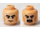 Part No: 3626cpb1263  Name: Minifigure, Head Dual Sided Black Thick Eyebrows, Cheek Lines, Closed Mouth  / Open Mouth with Teeth Pattern - Hollow Stud