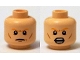 Part No: 3626cpb1265  Name: Minifigure, Head Dual Sided Orange Eyebrows, Cheek Lines, Closed Mouth / Open Mouth with Teeth Pattern - Hollow Stud