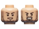 Part No: 3626cpb1321  Name: Minifigure, Head Dual Sided Beard Stubble, Black Eyebrows, Smirk / Angry Bared Teeth Pattern (Quicksilver) - Hollow Stud