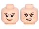 Part No: 3626cpb1323  Name: Minifigure, Head Dual Sided Female Brown Eyebrows, Eyelashes, Light Brown Lips, Smile / Angry Pattern - Hollow Stud