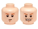 Part No: 3626cpb1333  Name: Minifigure, Head Dual Sided Dark Orange Eyebrows and Chin Dimple, Neutral / Angry, Bared Teeth Pattern - Hollow Stud