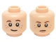 Lot ID: 249199062  Part No: 3626cpb1340  Name: Minifigure, Head Dual Sided Child LotR Brown Eyebrows and Freckles, Slight Smile / Frown (Bain) Pattern - Hollow Stud