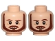 Part No: 3626cpb1361  Name: Minifigure, Head Dual Sided Beard, Brown Eyebrows, Moustache, White Pupils, Neutral / Raised Left Eyebrow Pattern (SW Qui-Gon) - Hollow Stud