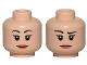 Part No: 3626cpb1438  Name: Minifigure, Head Dual Sided Female with Black Eyebrows, Pink Lips, Smile / Concerned with Raised Right Eyebrow Pattern - Hollow Stud