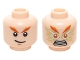 Part No: 3626cpb1456  Name: Minifigure, Head Dual Sided Orange Eyebrows, White Pupils, Smirk / Gold Eyes, Open Mouth with Teeth Pattern (Lightning Lad) - Hollow Stud