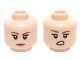 Part No: 3626cpb1463  Name: Minifigure, Head Dual Sided Female Dark Brown Eyebrows, Dark Pink Lips with Closed Mouth Smile / Open Mouth Lip Raised Pattern (Penny) - Hollow Stud