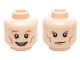Part No: 3626cpb1464  Name: Minifigure, Head Dual Sided Dark Tan Eyebrows, White Pupils, Cheek Lines with Open Mouth Smile / Determined Pattern - Hollow Stud