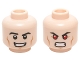 Part No: 3626cpb1470  Name: Minifigure, Head Dual Sided Black Eyebrows, Cheek Lines, Chin Dimple, Open Mouth Smirk / Bared Teeth with Red Eyes Pattern (Superman / Hyperion) - Hollow Stud