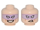 Part No: 3626cpb1517  Name: Minifigure, Head Dual Sided Lavender Eye Mask with Eye Holes, Vicious Smile / Open Mouth Corner Raised Snarl Pattern (The Riddler) - Hollow Stud
