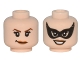 Part No: 3626cpb1519  Name: Minifigure, Head Dual Sided Female Dark Brown Pointed Eyebrows, Smirk / Black Eye Mask Pointed, Smile Pattern (Catwoman) - Hollow Stud