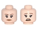 Part No: 3626cpb1627  Name: Minifigure, Head Dual Sided Female, Reddish Brown Eyebrows, Dark Tan Lips Neutral / Scared Pattern - Hollow Stud