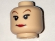 Part No: 3626cpb1633  Name: Minifigure, Head Female with Red Lips, Eyelashes, Brown Arched Eyebrows Pattern - Hollow Stud