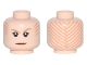 Part No: 3626cpb1644  Name: Minifigure, Head Female Dark Tan Eyebrows, Orange Lips and Tattoo Lines on Front and Back Pattern - Hollow Stud