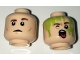 Part No: 3626cpb1647  Name: Minifigure, Head Dual Sided Reddish Brown Eyebrows, Closed Mouth / Open Mouth with Tongue, Slimed Pattern - Hollow Stud
