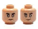 Part No: 3626cpb1654  Name: Minifigure, Head Dual Sided Black Eyebrows, White Eyes, Stern / Crooked Grin Pattern (SW Chirrut Îmwe / Imwe) - Hollow Stud