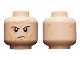 Part No: 3626cpb1658  Name: Minifigure, Head White Eyebrows, Forehead Lines, Wrinkles, Scowl Pattern - Hollow Stud
