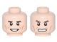 Part No: 3626cpb1694  Name: Minifigure, Head Dual Sided Reddish Brown Eyebrows, Cheek Lines, Open Mouth, Smile / Scowl Pattern (Newt) - Hollow Stud