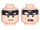 Part No: 3626cpb1695  Name: Minifigure, Head Dual Sided Black Headband with Squinted Batman Eyes, Stern / Open Mouth Angry Pattern - Hollow Stud
